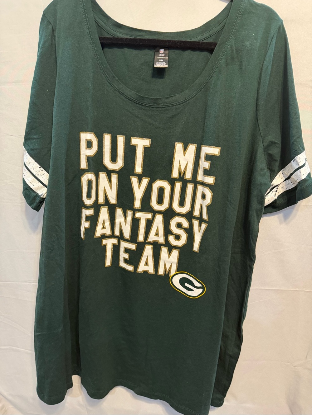 NFL Green Bay Packers Green Graphic Tee Sleepwear Size 22/24 100% Cotton